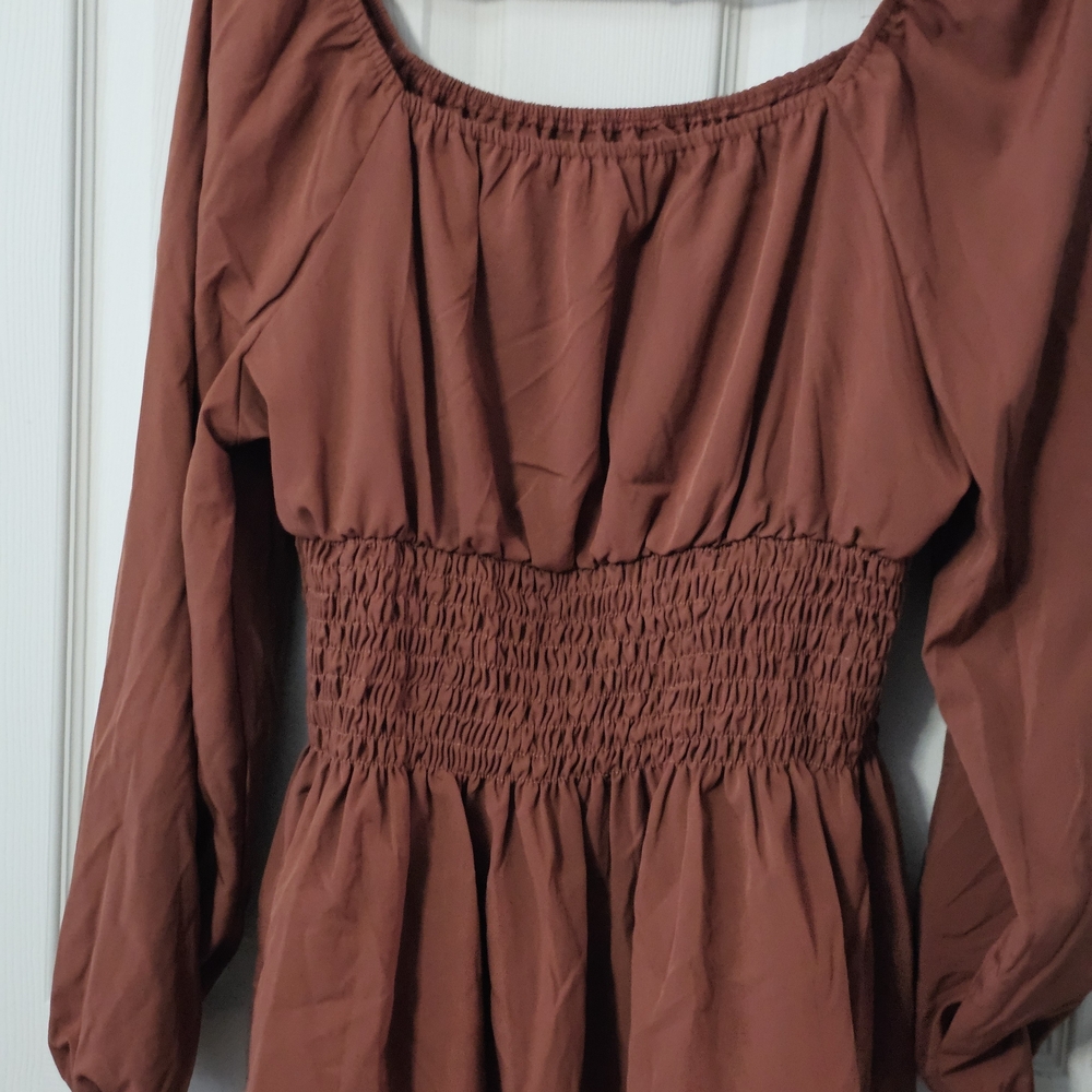 Rust Smocked Long Sleeve Blouse Sz 0xl Or Xl Worn Once